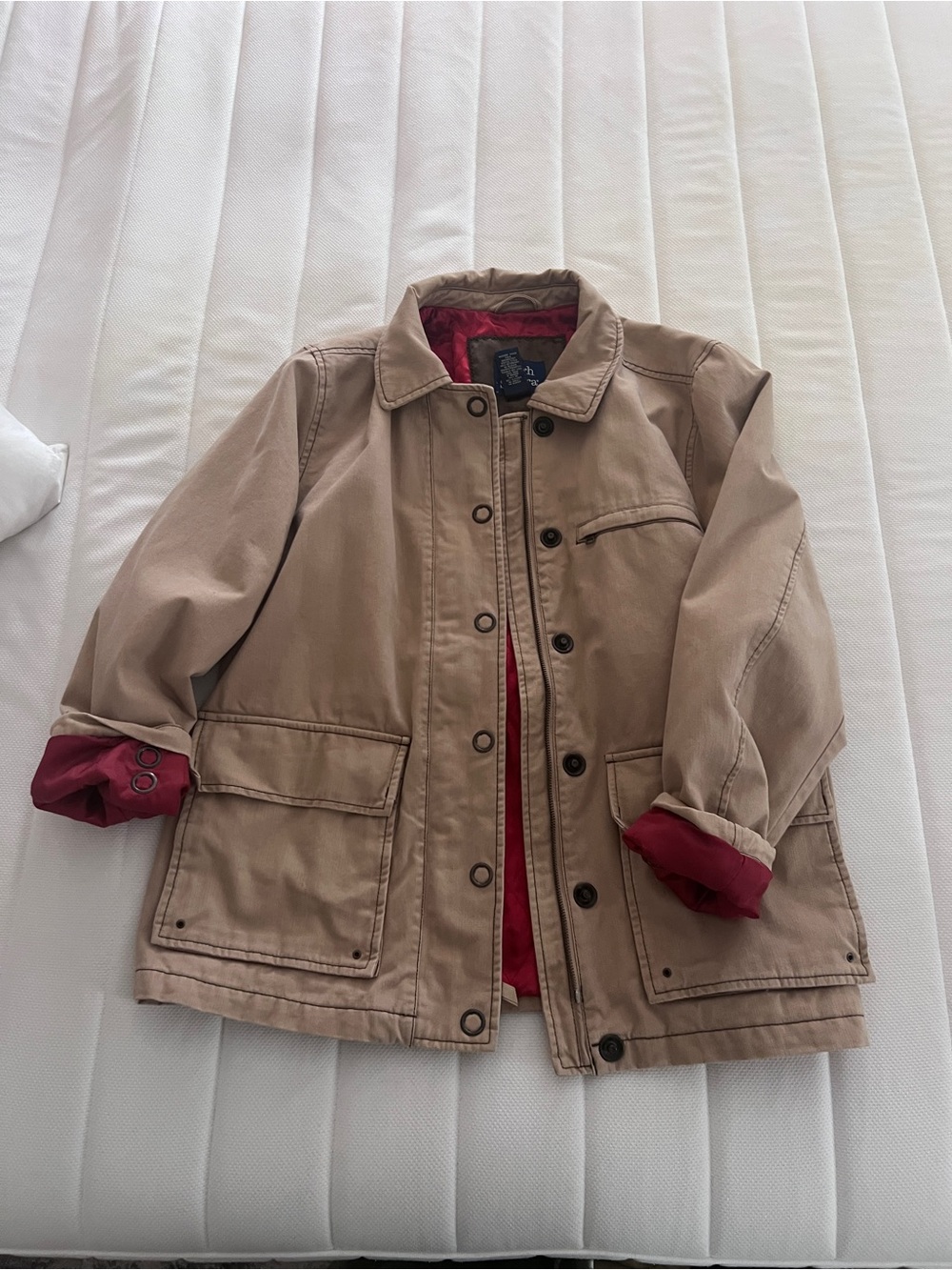 Vintage High Sierra Tan worker style Jacket with Red Interior